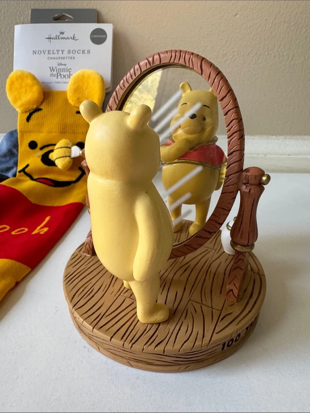 Hallmark Disney Winnie the Pool, Eeyore Socks & Winnie the Pooh Figurine Mirror